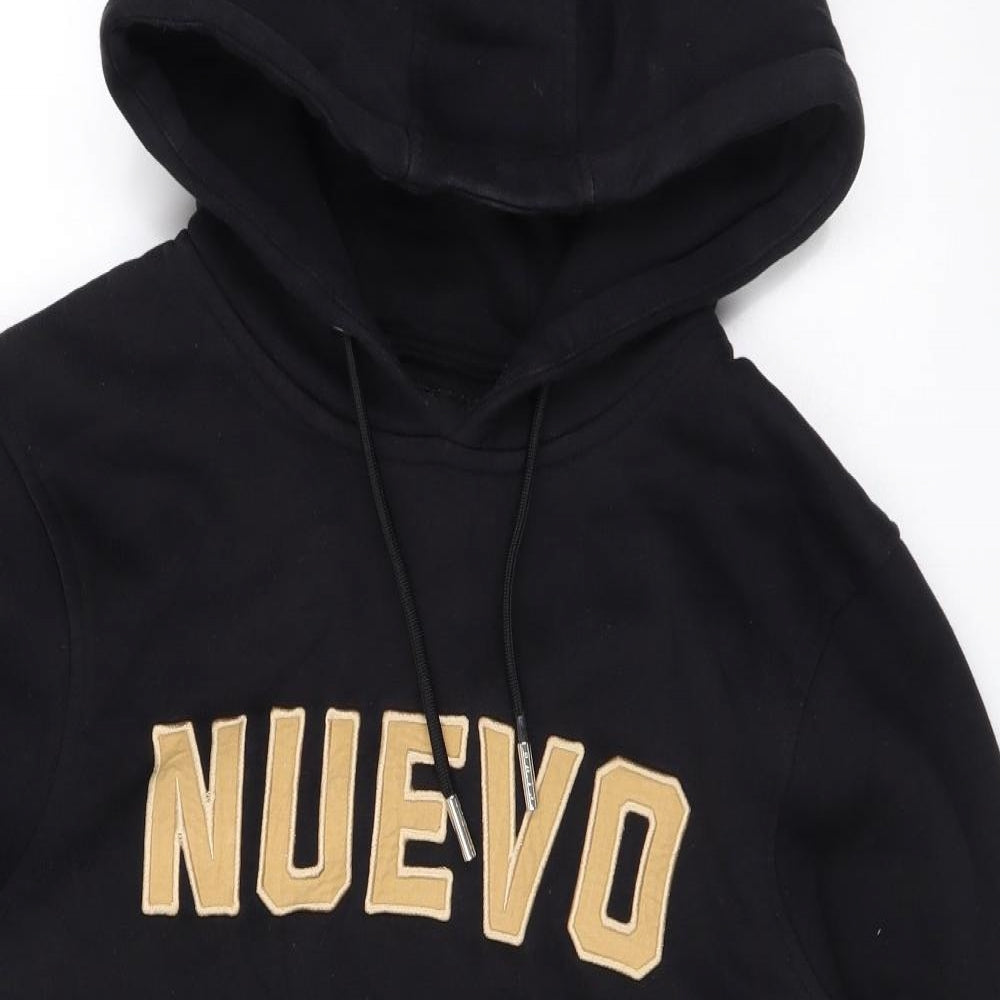 Nuevo Mens Black Cotton Pullover Hoodie Size S