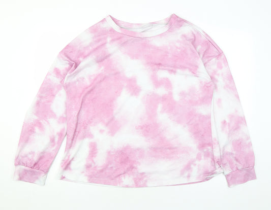 Patpat Womens Pink Polyester Pullover Sweatshirt Size XL Pullover - Tie Dye