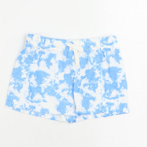 Marks and Spencer Girls Blue Solid Cotton Cami Sleep Shorts Size 6-7 Years Drawstring - Tie Dye