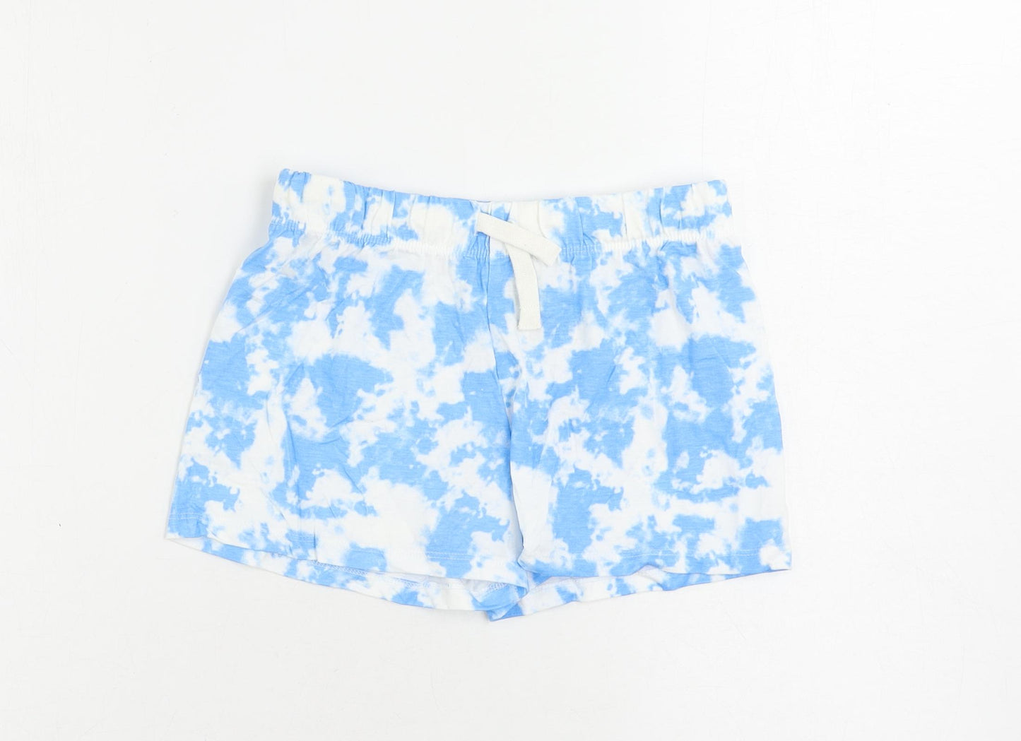 Marks and Spencer Girls Blue Solid Cotton Cami Sleep Shorts Size 6-7 Years Drawstring - Tie Dye