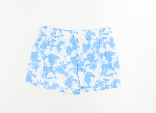 Marks and Spencer Girls Blue Solid Cotton Cami Sleep Shorts Size 6-7 Years Drawstring - Tie Dye