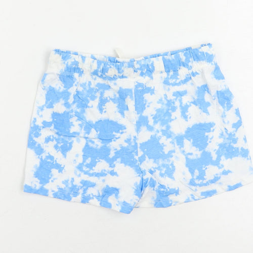 Marks and Spencer Girls Blue Solid Cotton Cami Sleep Shorts Size 6-7 Years Drawstring - Tie Dye