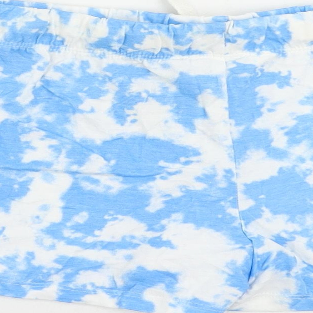 Marks and Spencer Girls Blue Solid Cotton Cami Sleep Shorts Size 6-7 Years Drawstring - Tie Dye