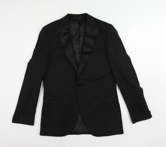 Marks and Spencer Mens Black Polyester Tuxedo Suit Jacket Size 38 Regular