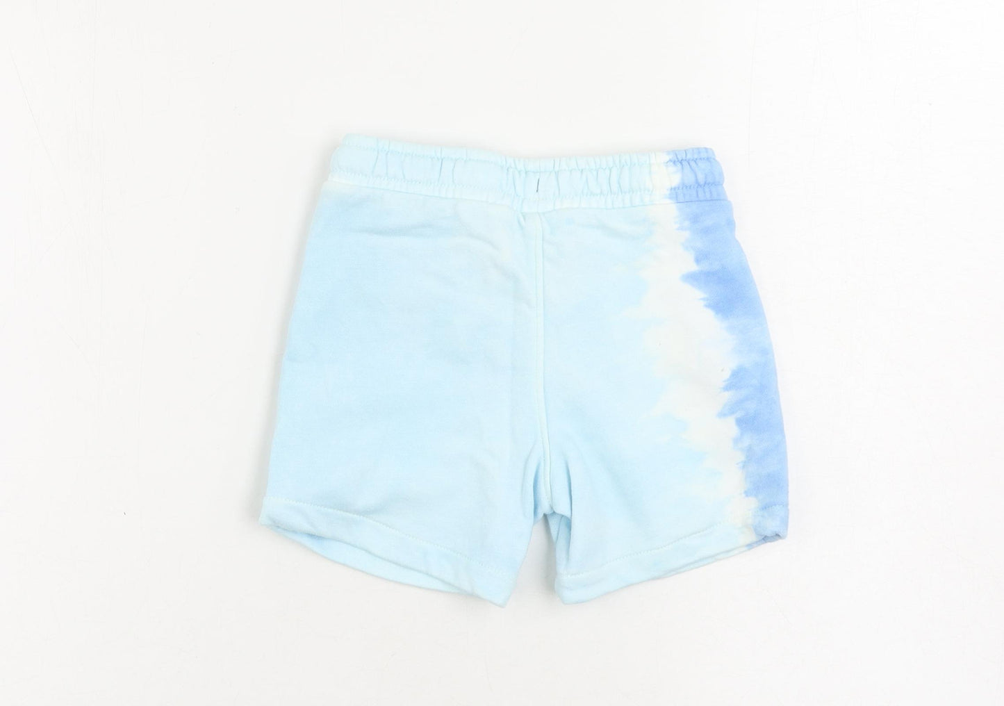 Marks and Spencer Boys Blue Cotton Sweat Shorts Size 4-5 Years Regular Drawstring - Tie Dye