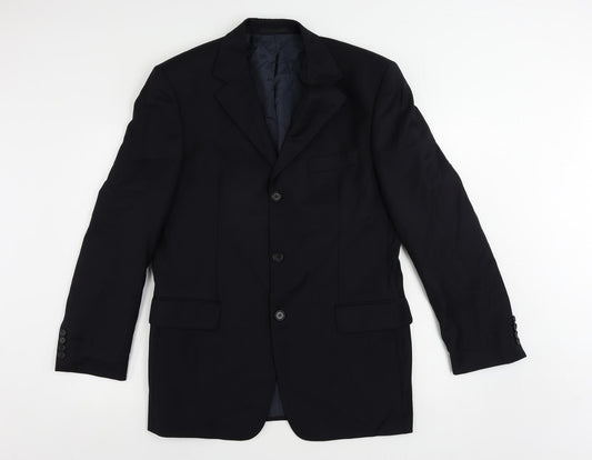 HUGO BOSS Mens Blue Wool Jacket Suit Jacket Size 40 Regular