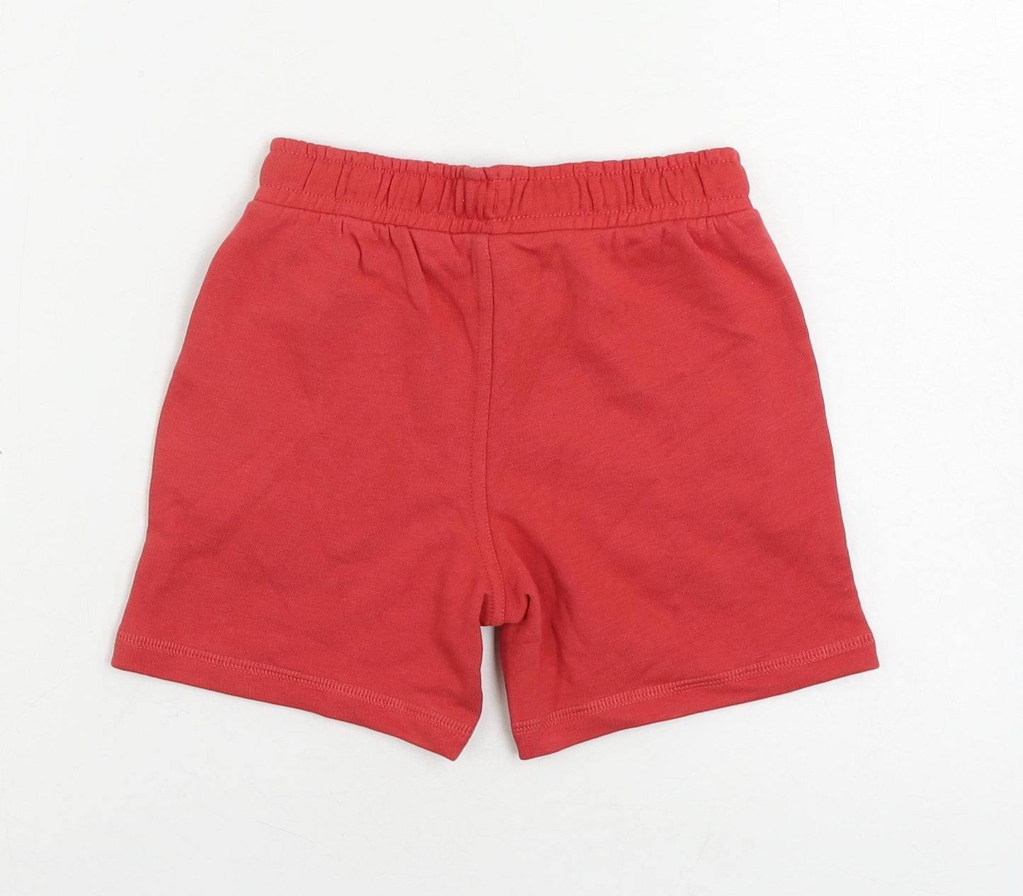 Marks and Spencer Boys Red Cotton Sweat Shorts Size 5-6 Years Regular Drawstring - Pockets