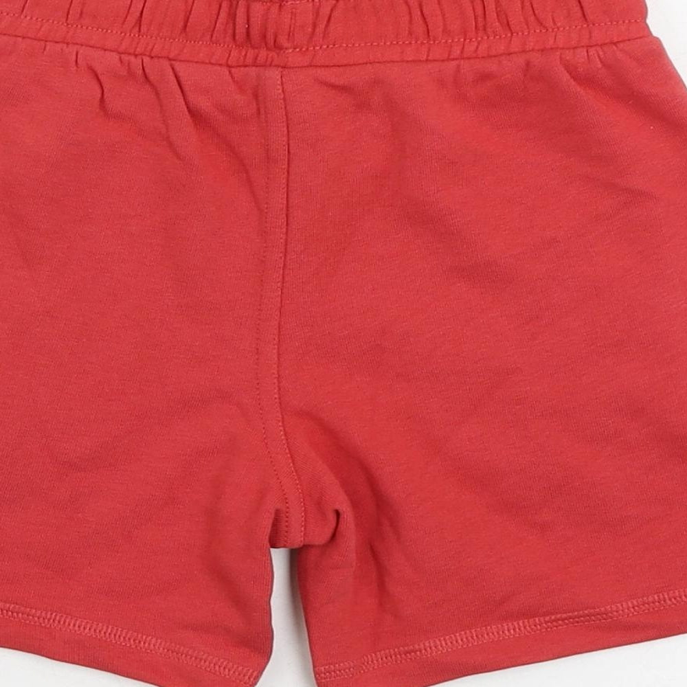 Marks and Spencer Boys Red Cotton Sweat Shorts Size 5-6 Years Regular Drawstring - Pockets