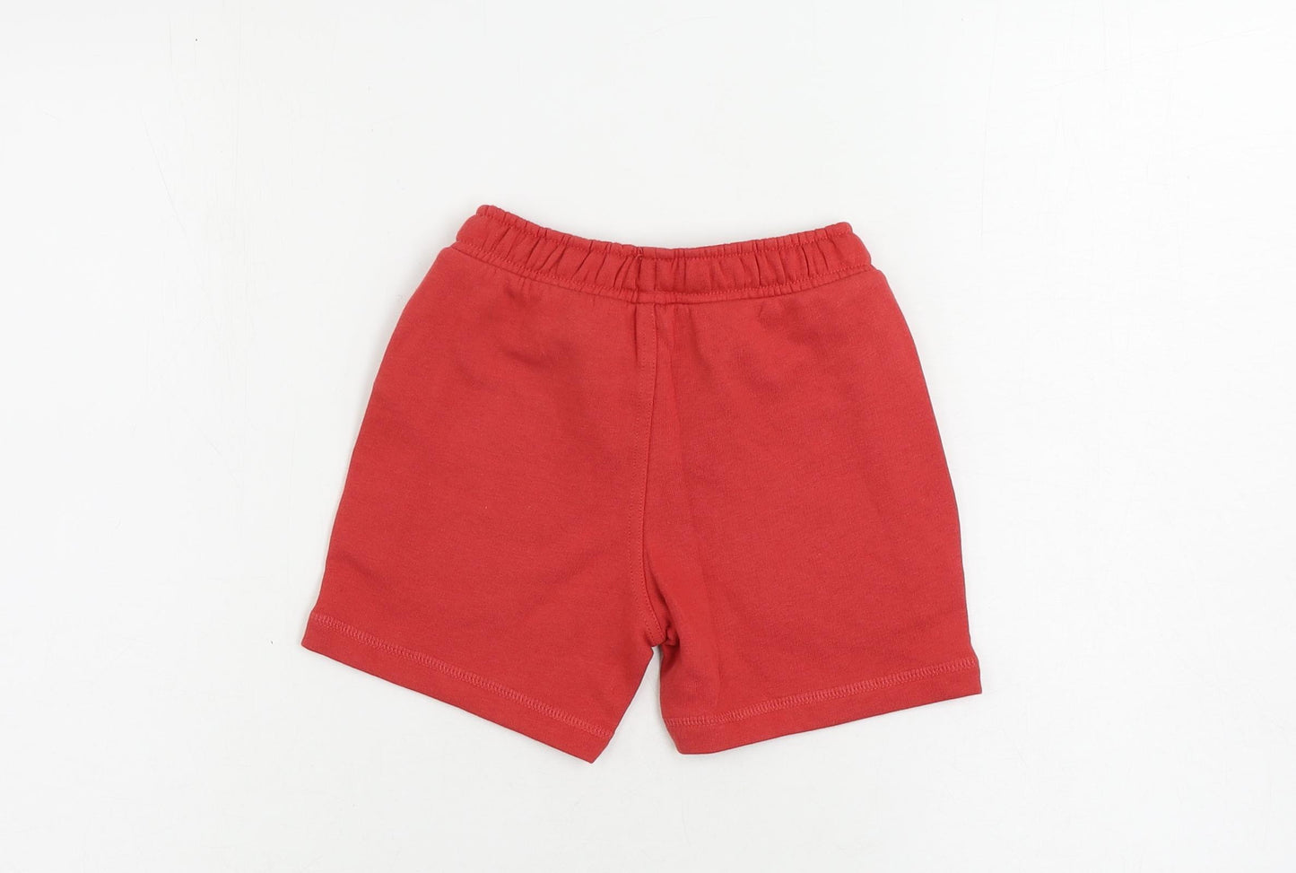 Marks and Spencer Boys Red Cotton Sweat Shorts Size 4-5 Years Regular Drawstring - Pockets