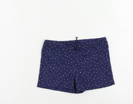 Marks and Spencer Girls Blue Polka Dot Cotton Cami Sleep Shorts Size 5-6 Years Drawstring