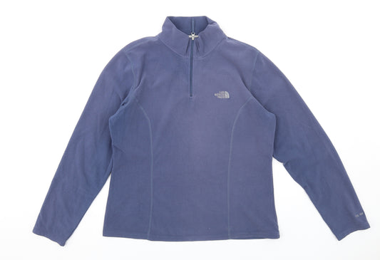 The North Face Womens Blue Polyester Pullover Sweatshirt Size L Zip