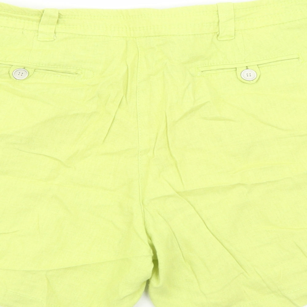 Debenhams Womens Green Viscose Chino Shorts Size 12 L6 in Regular Zip - Pockets