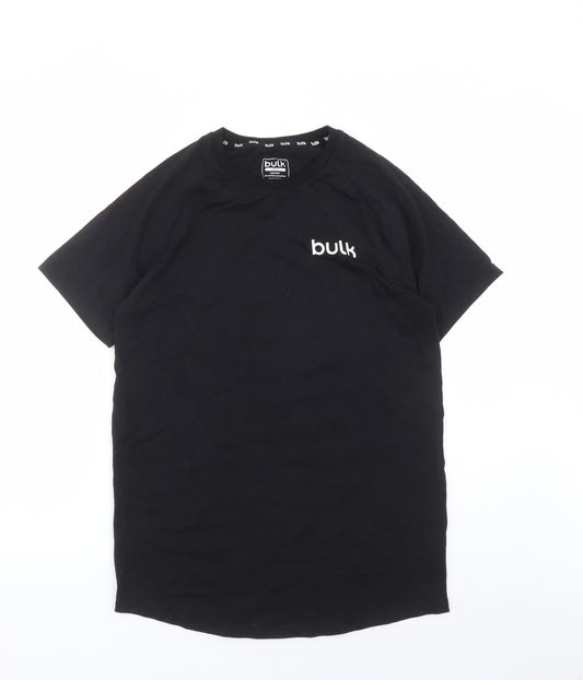 Bulk Mens Black Cotton T-Shirt Size L Crew Neck