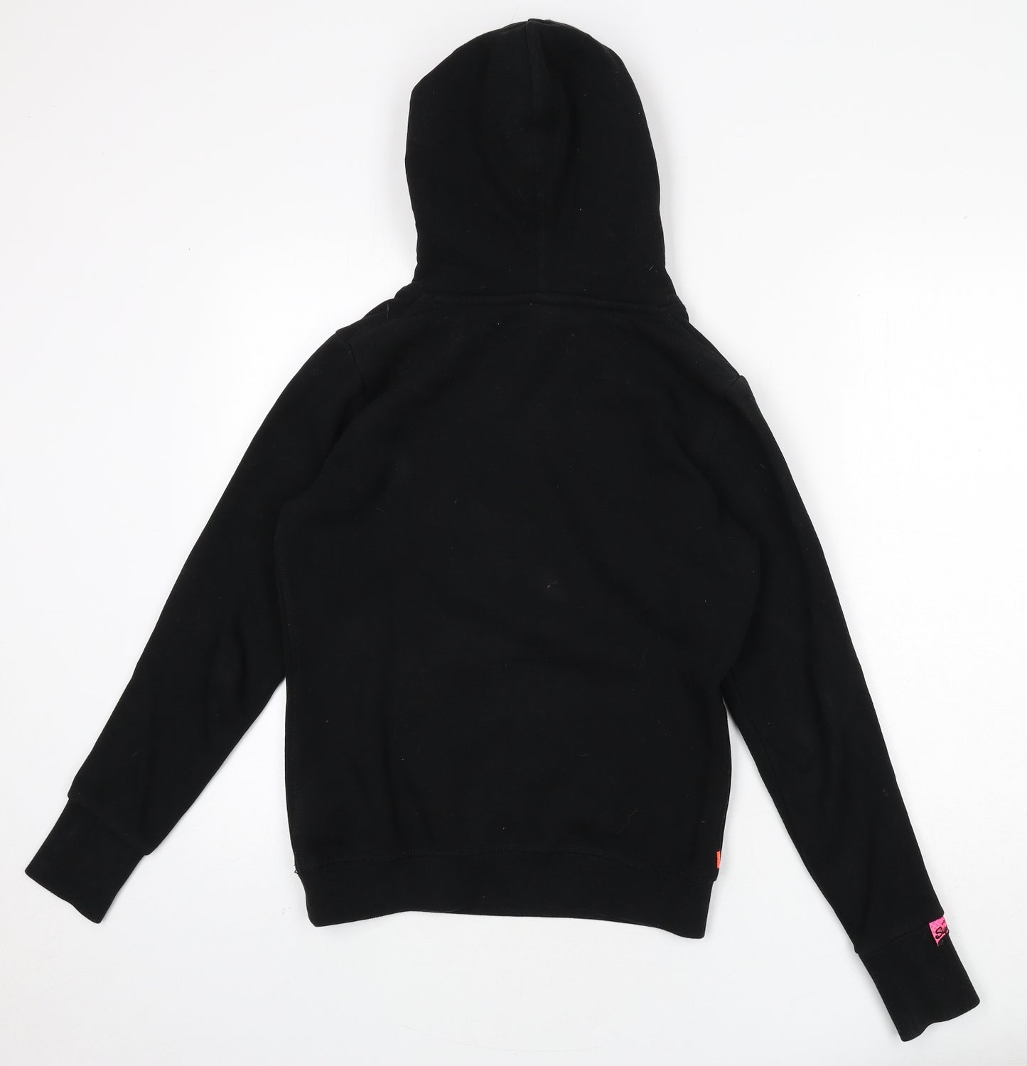 Superdry Womens Black Cotton Pullover Hoodie Size S Pullover