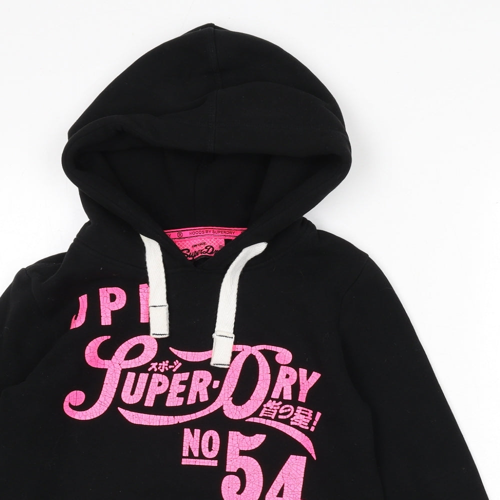 Superdry Womens Black Cotton Pullover Hoodie Size S Pullover