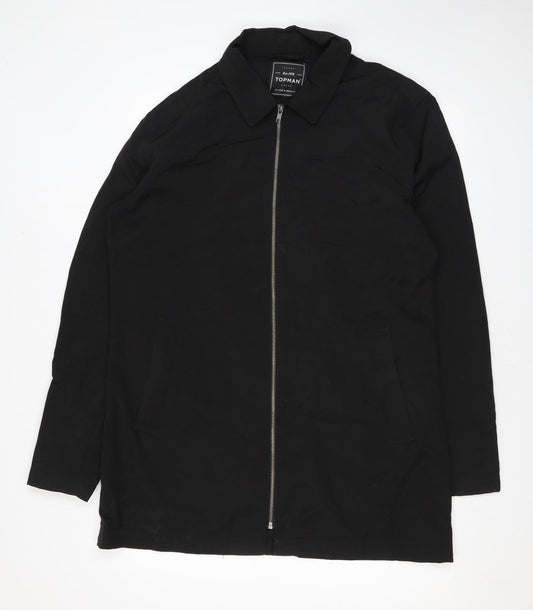 Topman Mens Black Rain Coat Coat Size L Zip