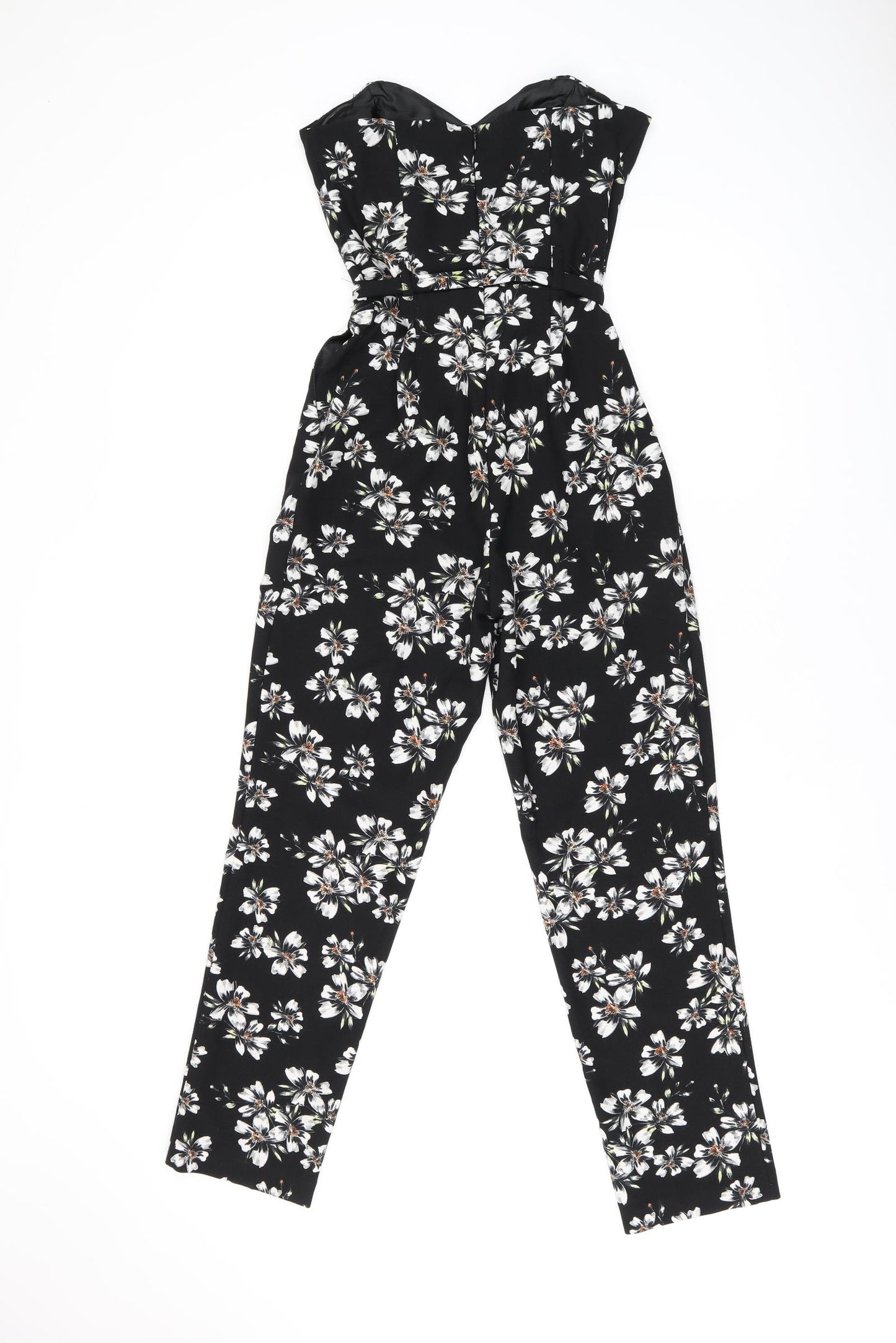 Miss Selfridge Womens Black Flecked Polyester Jumpsuit One-Piece Size 8 L26 in Zip - Belted