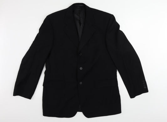 Pierre Cardin Mens Black Wool Jacket Suit Jacket Size 42 Regular