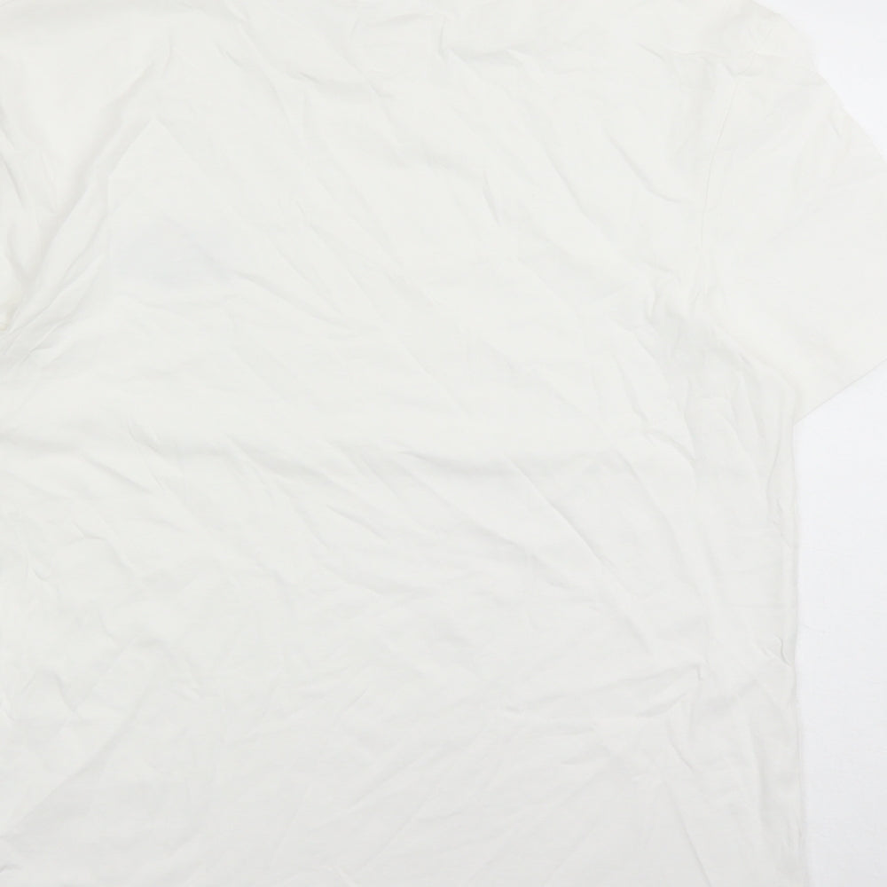 Marks and Spencer Mens White Cotton T-Shirt Size M Crew Neck - Outdoors