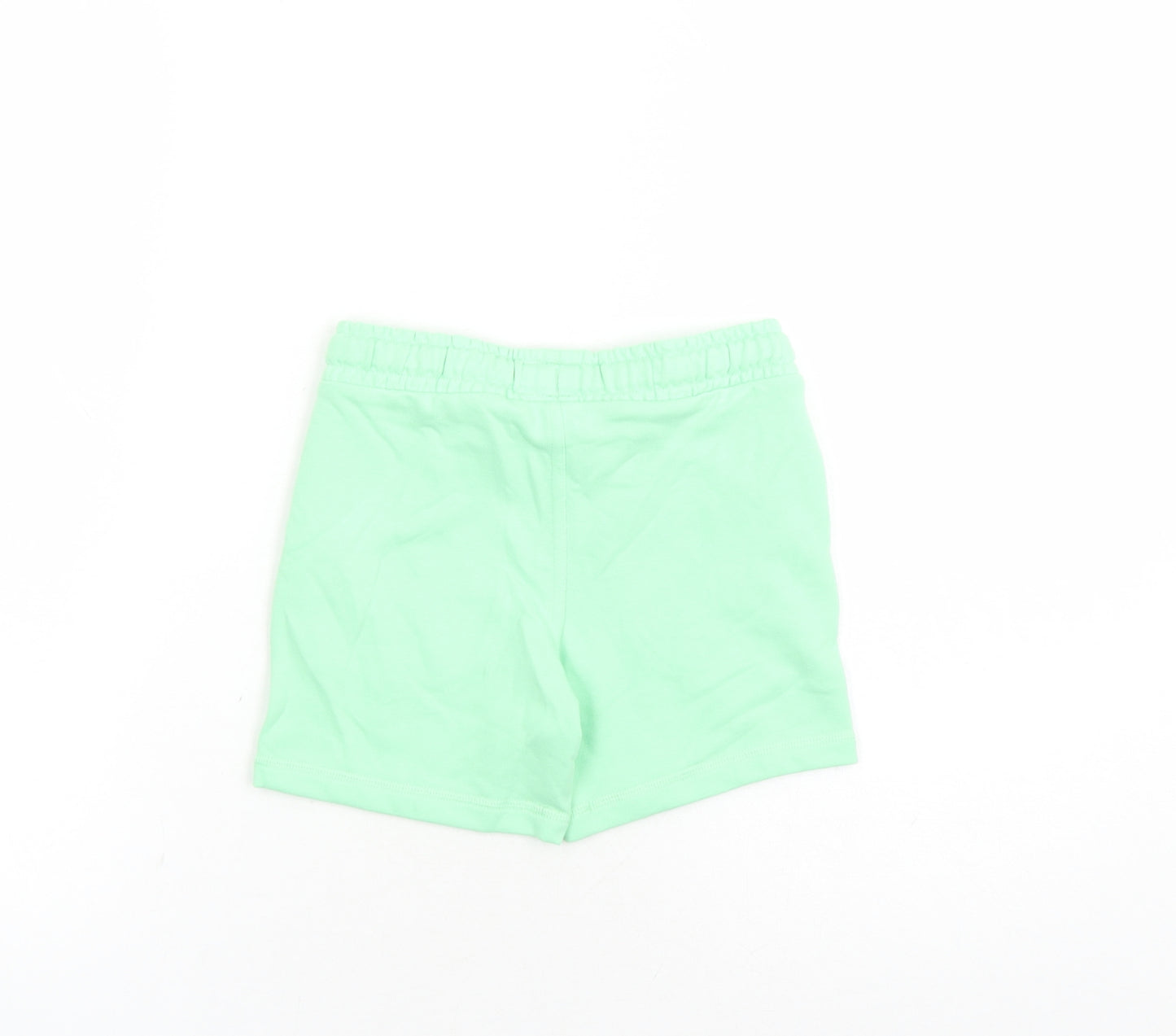 Marks and Spencer Boys Green Cotton Sweat Shorts Size 4-5 Years L6 in Regular Drawstring - Waist Size 22 inches Elasticated Waist