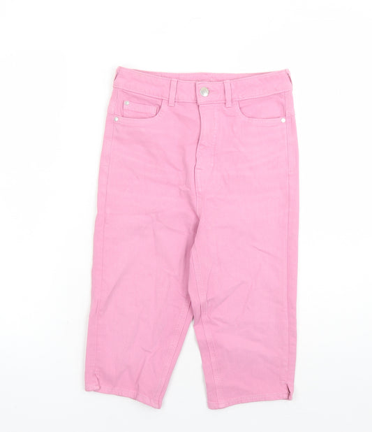 Marks and Spencer Womens Pink Cotton Skimmer Shorts Size 8 L14 in Regular Zip - Pockets