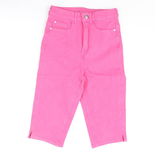 Marks and Spencer Womens Pink Cotton Bermuda Shorts Size 6 L14 in Regular Zip