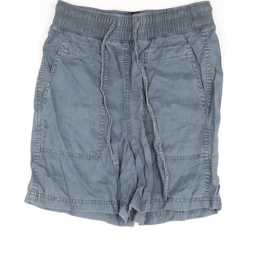 Marks and Spencer Womens Blue Lyocell Basic Shorts Size 6 L5 in Regular Drawstring