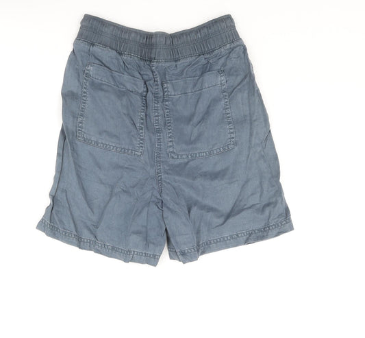 Marks and Womens Blue Lyocell Basic Shorts Size 6 L5 in Regular Drawstring