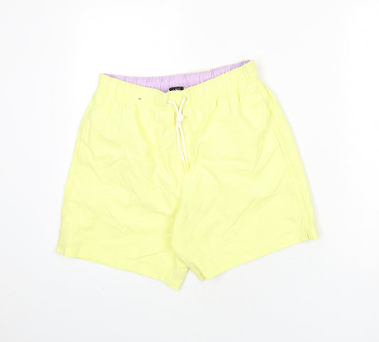 Marks and Spencer Mens Yellow Polyester Bermuda Shorts Size S L6 in Regular Drawstring - Swim Shorts