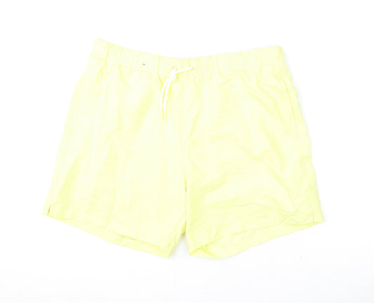 Marks and Spencer Mens Yellow Polyester Bermuda Shorts Size L L6 in Regular Drawstring - Swim Shorts