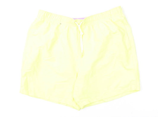 Marks and Spencer Mens Yellow Polyester Bermuda Shorts Size L L6 in Regular Drawstring - Swim Shorts