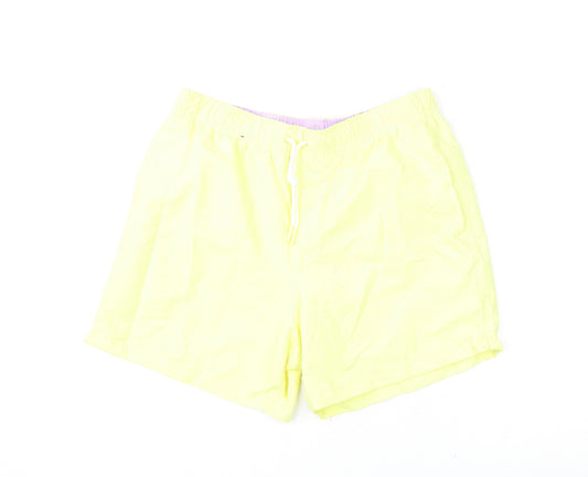 Marks and Spencer Mens Yellow Polyester Bermuda Shorts Size M L6 in Regular Drawstring - Swim Shorts