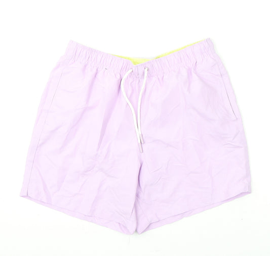 Marks and Spencer Mens Purple Polyester Bermuda Shorts Size M L6 in Regular Drawstring - Swim Shorts