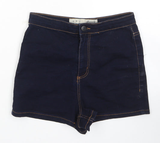 Denim & Co. Womens Blue Cotton Hot Pants Shorts Size 10 L3 in Regular Zip