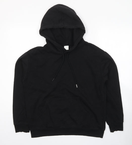 H&M Mens Black Cotton Pullover Hoodie Size S