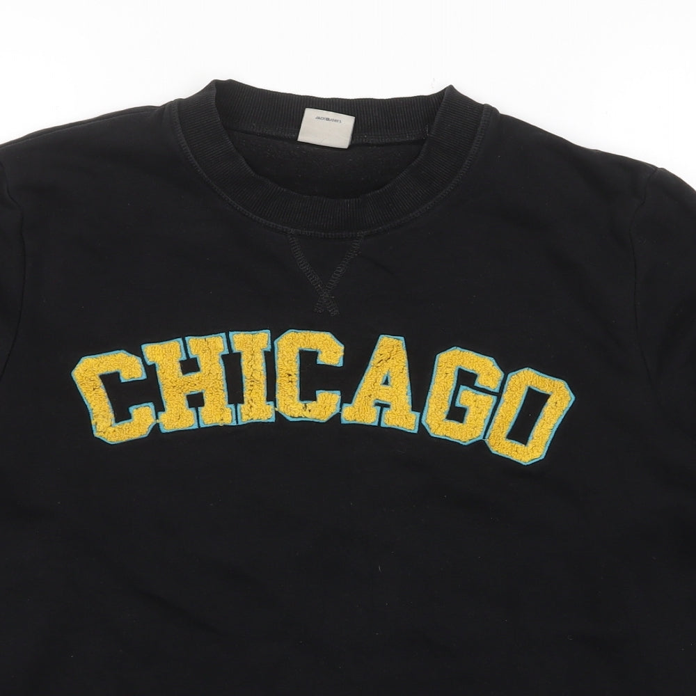 JACK & JONES Mens Black Cotton Pullover Sweatshirt Size M - Chicago