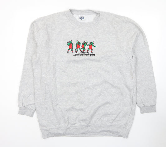 Uneek Womens Grey Cotton Pullover Sweatshirt Size XL Pullover - Grinch That's It I'm Not Going Unisex