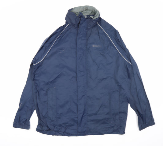 Mountain Warehouse Mens Blue Rain Coat Coat Size L Zip