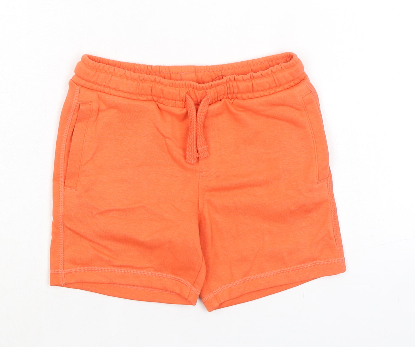 Marks and Spencer Boys Orange Cotton Sweat Shorts Size 5-6 Years Regular Drawstring - Waist 22in Inside Leg 4in