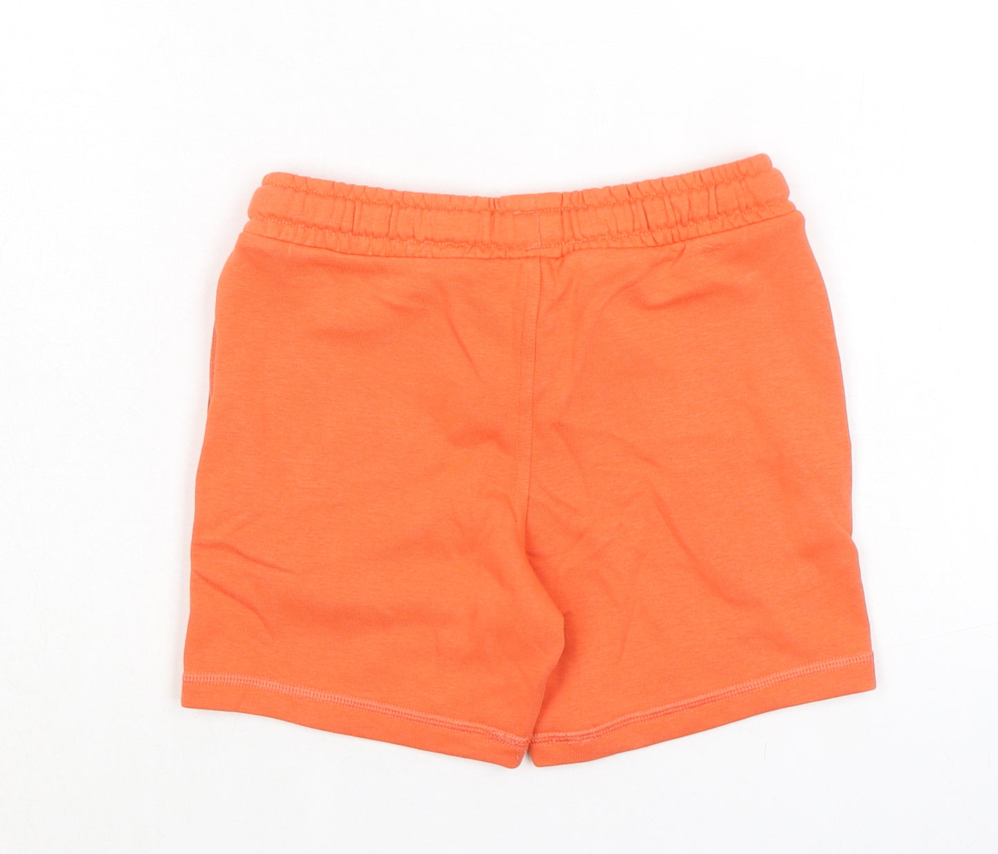 Marks and Spencer Boys Orange Cotton Sweat Shorts Size 5-6 Years Regular Drawstring - Waist 22in Inside Leg 4in