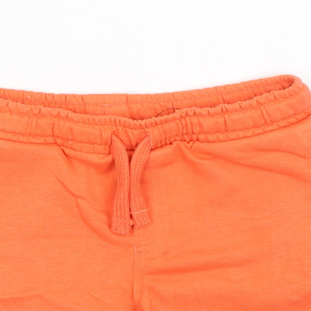 Marks and Spencer Boys Orange Cotton Sweat Shorts Size 5-6 Years Regular Drawstring - Waist 22in Inside Leg 4in