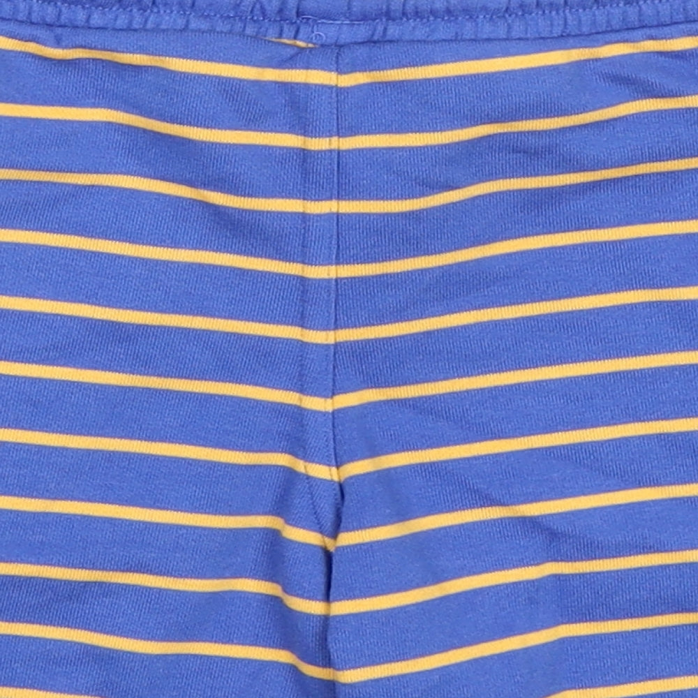 Marks and Spencer Boys Blue Striped Cotton Sweat Shorts Size 6-7 Years Regular Drawstring - Waist 22in Inside Leg 4in