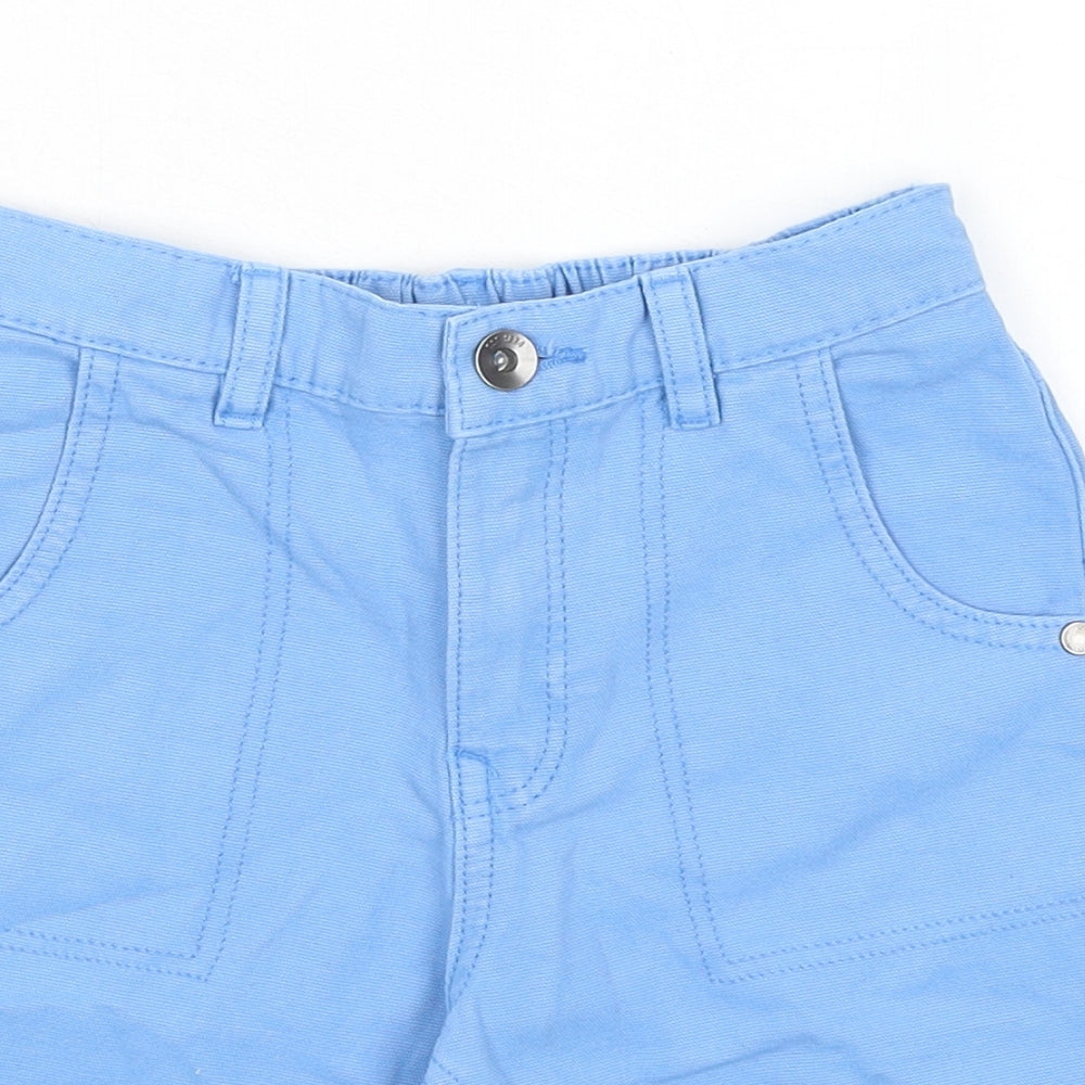 Marks and Spencer Boys Blue 100% Cotton Chino Shorts Size 6-7 Years Regular Zip - Waist 21in Inside Leg 6in