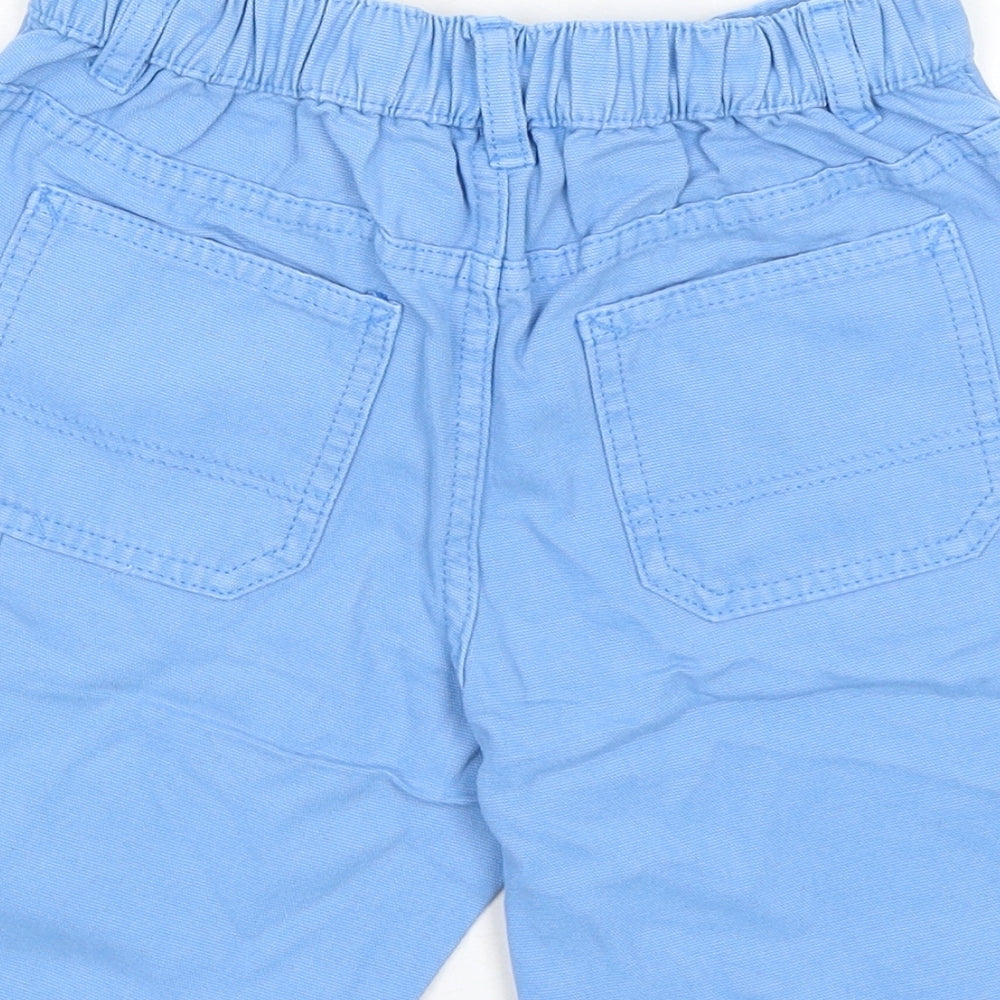 Marks and Spencer Boys Blue 100% Cotton Chino Shorts Size 6-7 Years Regular Zip - Waist 21in Inside Leg 6in