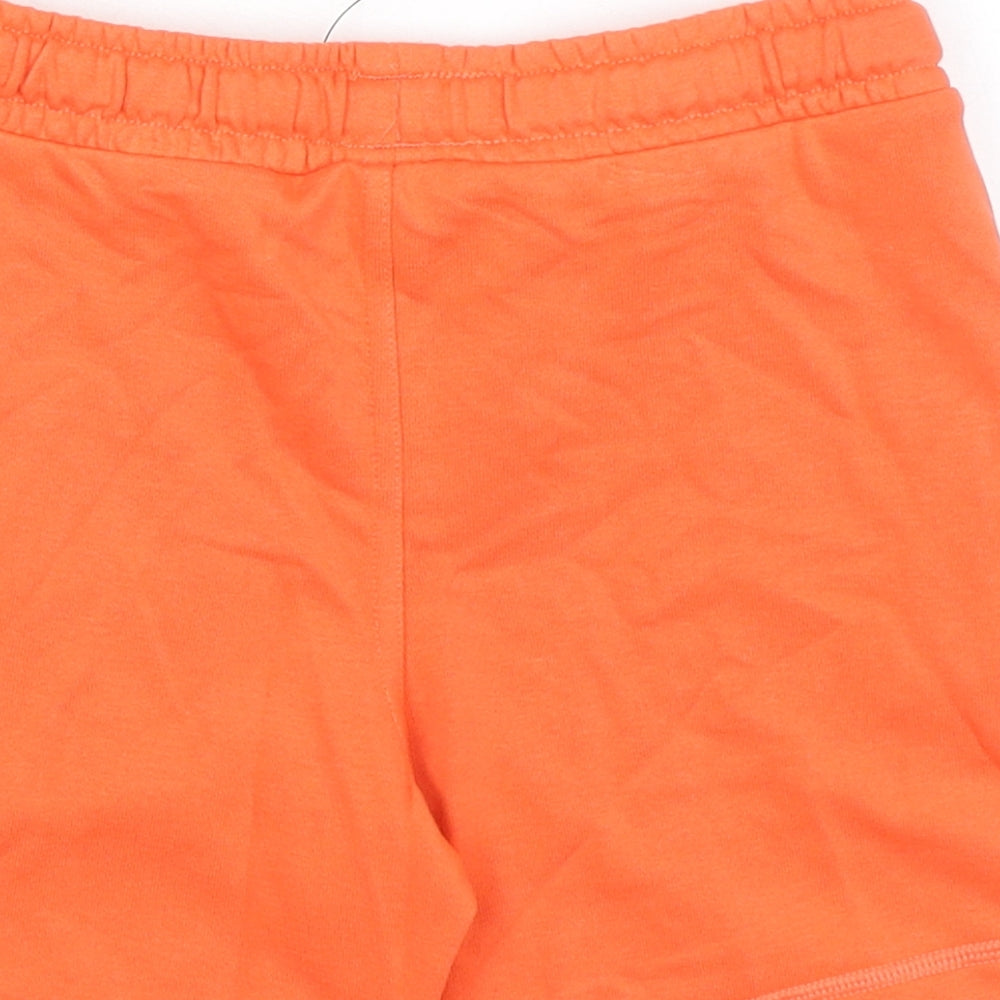 Marks and Spencer Boys Orange Cotton Sweat Shorts Size 5-6 Years Regular Drawstring - Waist 24in Inside Leg 4.5in