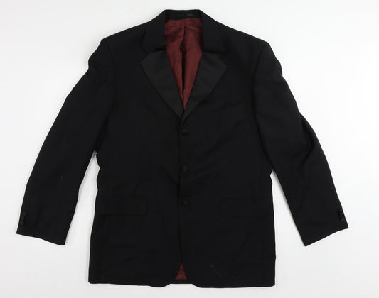 Fellini Mens Black Wool Tuxedo Suit Jacket Size 42 Regular