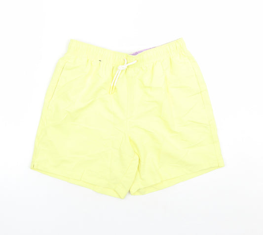 Marks and Spencer Mens Yellow Polyester Sweat Shorts Size S Regular Drawstring - Elasticated Waist Swim Shorts Pockets Inside Leg 5 Inches