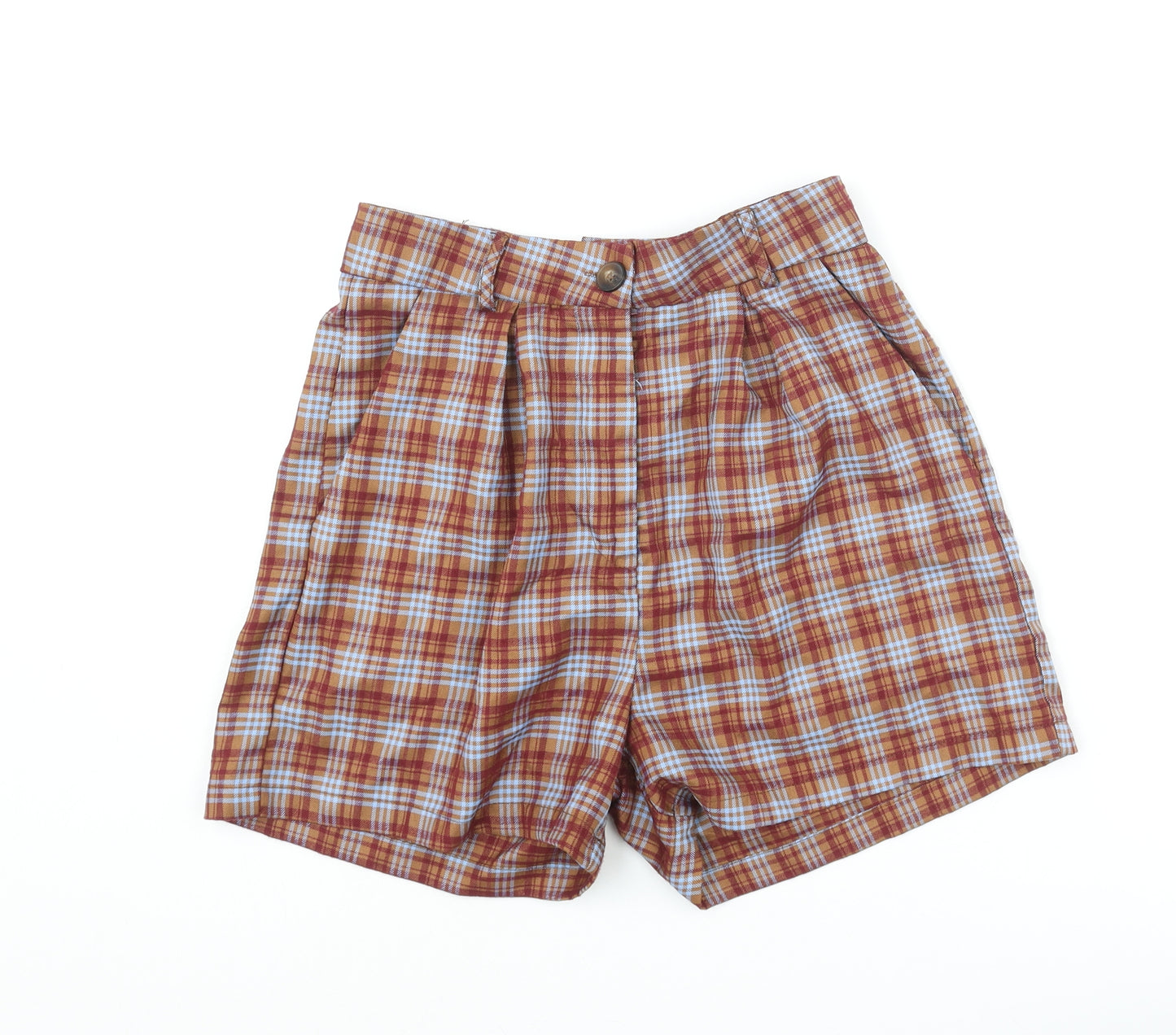 Cider Womens Multicoloured Check Polyester Basic Shorts Size S L3 in Regular Zip