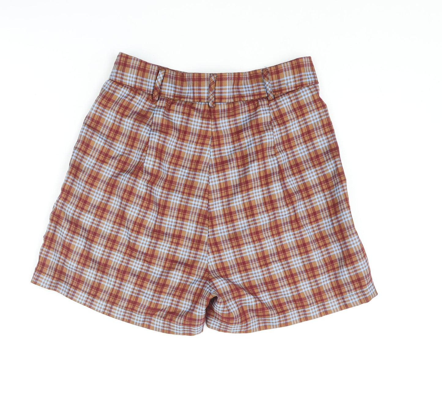 Cider Womens Multicoloured Check Polyester Basic Shorts Size S L3 in Regular Zip