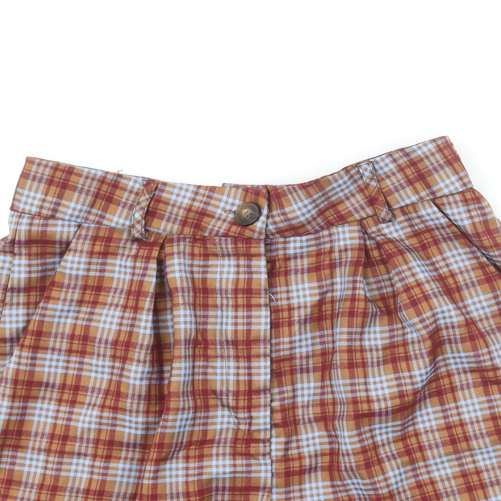 Cider Womens Multicoloured Check Polyester Basic Shorts Size S L3 in Regular Zip